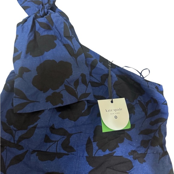 Kate Spade Blue and Black Floral One-Shoulder Jumpsuit - Picture 4 of 6